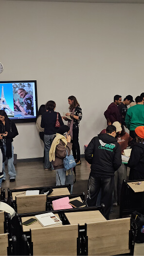 BUE students reviewing Melbrins' sketchbooks
